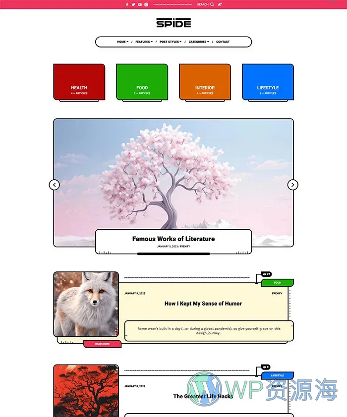 Spide v1.0.4 极简创意漫画风博客杂志WordPress主题插图4-WordPress资源海