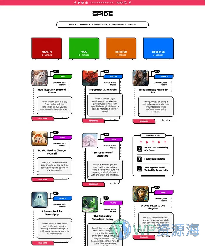 Spide v1.0.4 极简创意漫画风博客杂志WordPress主题插图11-WordPress资源海