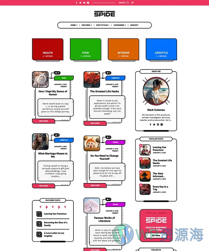 Spide v1.0.4 极简创意漫画风博客杂志WordPress主题插图15-WordPress资源海