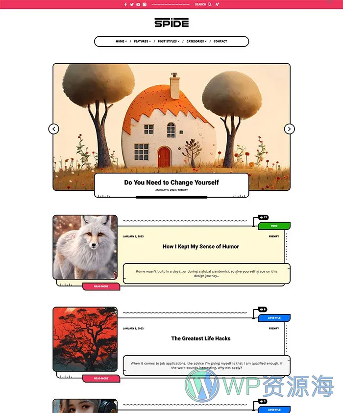 Spide v1.0.4 极简创意漫画风博客杂志WordPress主题插图2-WordPress资源海