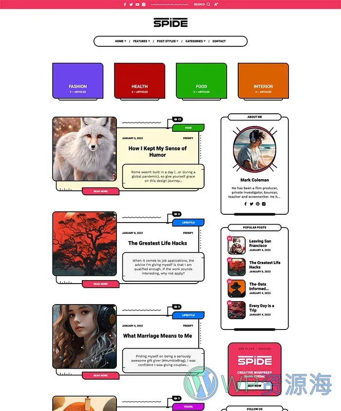 Spide v1.0.4 极简创意漫画风博客杂志WordPress主题插图7-WordPress资源海