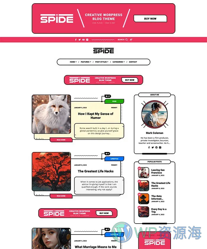 Spide v1.0.4 极简创意漫画风博客杂志WordPress主题插图17-WordPress资源海