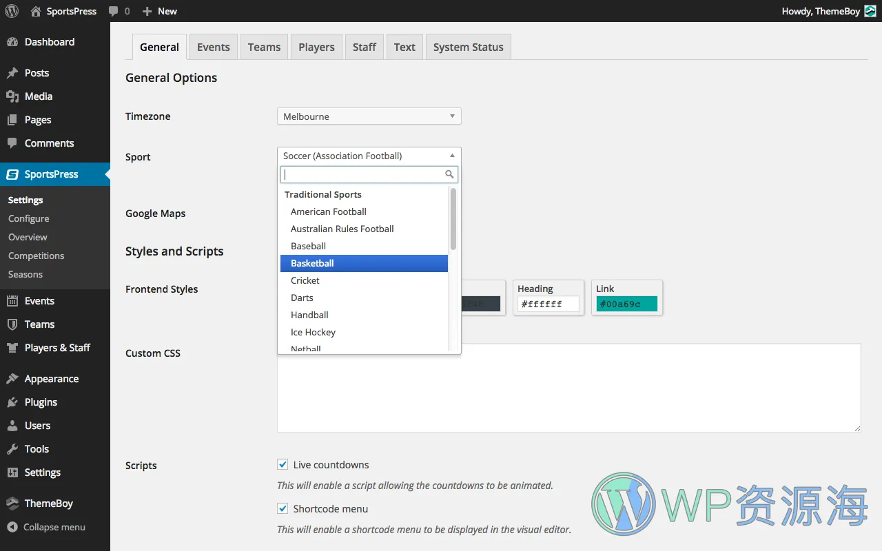 SportPress Pro-体育比赛赛事成绩排名WordPress插件插图6-WP资源海