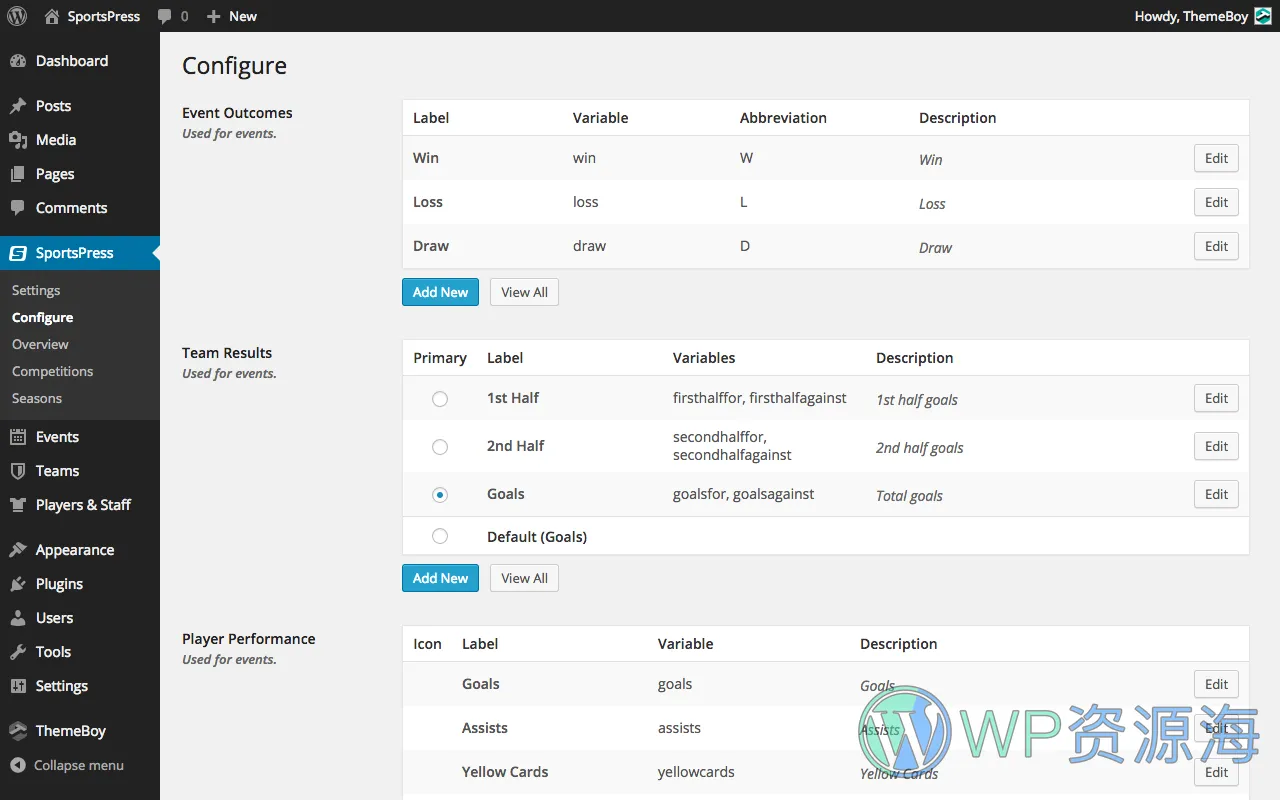 SportPress Pro-体育比赛赛事成绩排名WordPress插件插图9-WP资源海