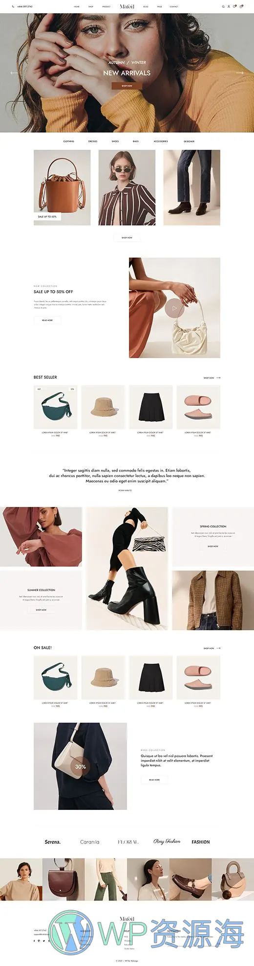Mafoil-时装箱包商城网站模板WordPress主题插图2-WP资源海