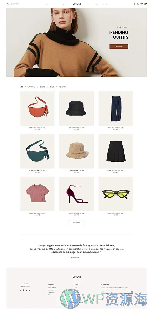 Mafoil-时装箱包商城网站模板WordPress主题插图7-WP资源海