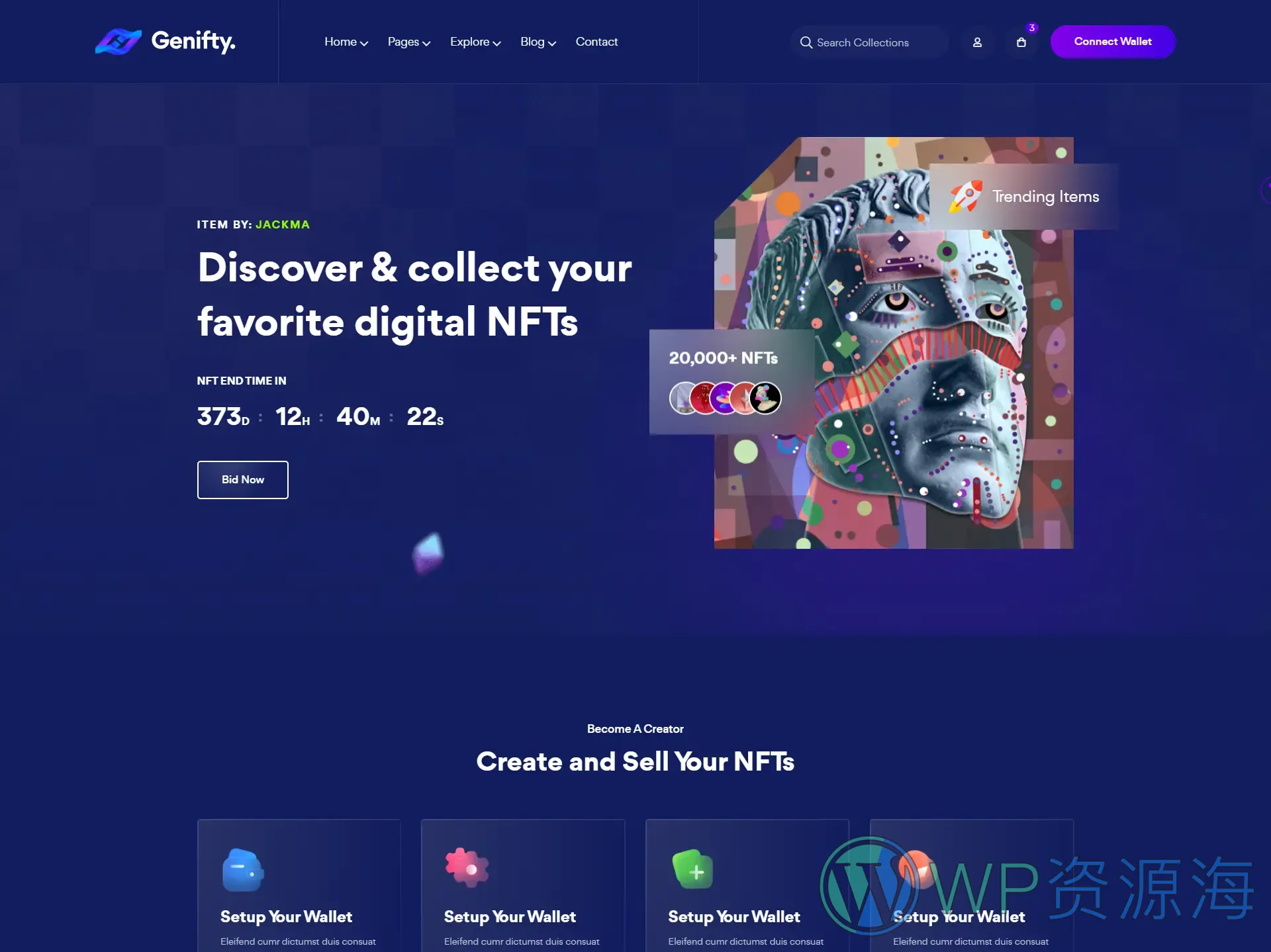 Genifty 炫酷风NFT市场/数字藏品HTML网站模板插图2-WP资源海