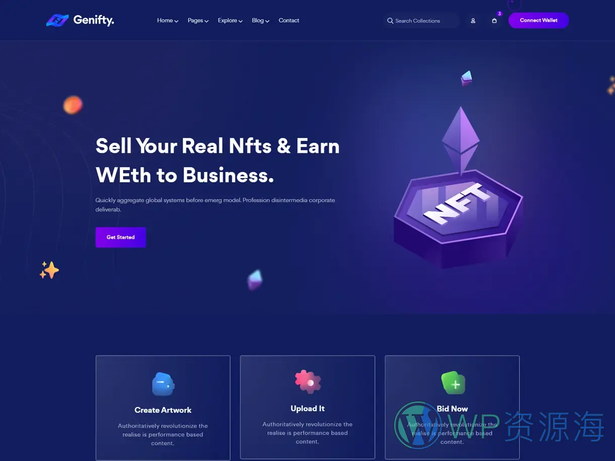 Genifty 炫酷风NFT市场/数字藏品HTML网站模板插图4-WP资源海