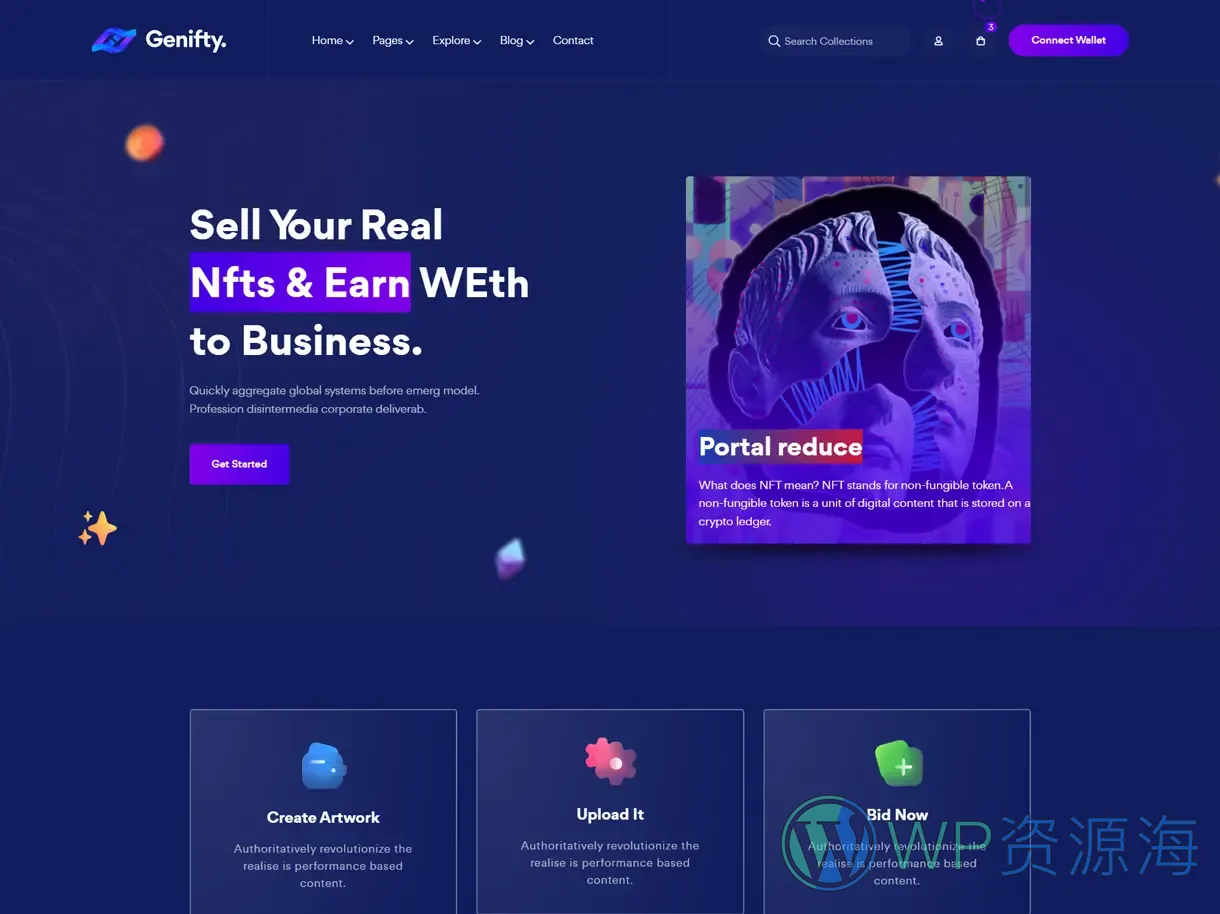Genifty 炫酷风NFT市场/数字藏品HTML网站模板插图5-WP资源海