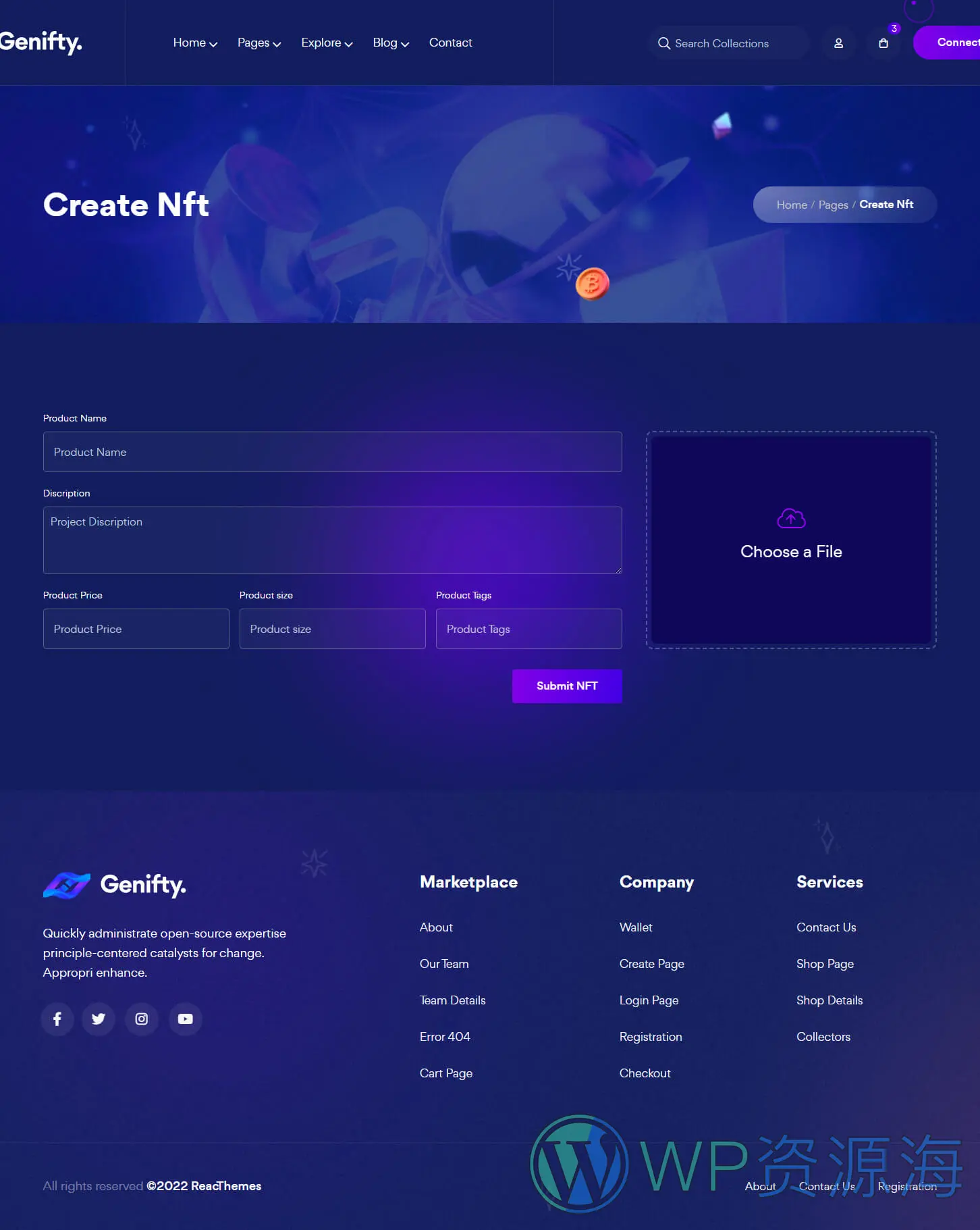 Genifty 炫酷风NFT市场/数字藏品HTML网站模板插图13-WP资源海