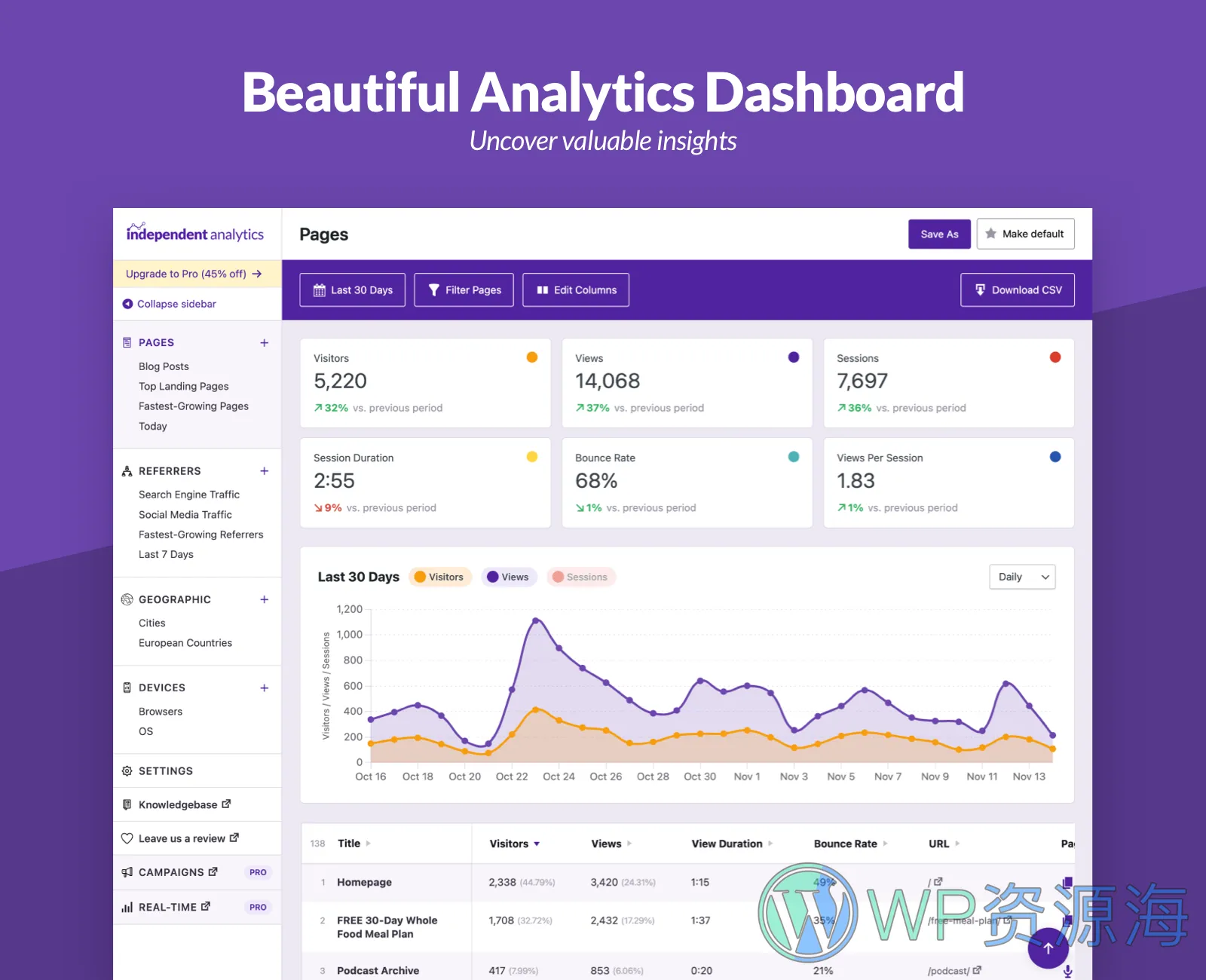 Independent Analytics Pro-网站用户统计与流量分析WordPress插件插图-WP资源海