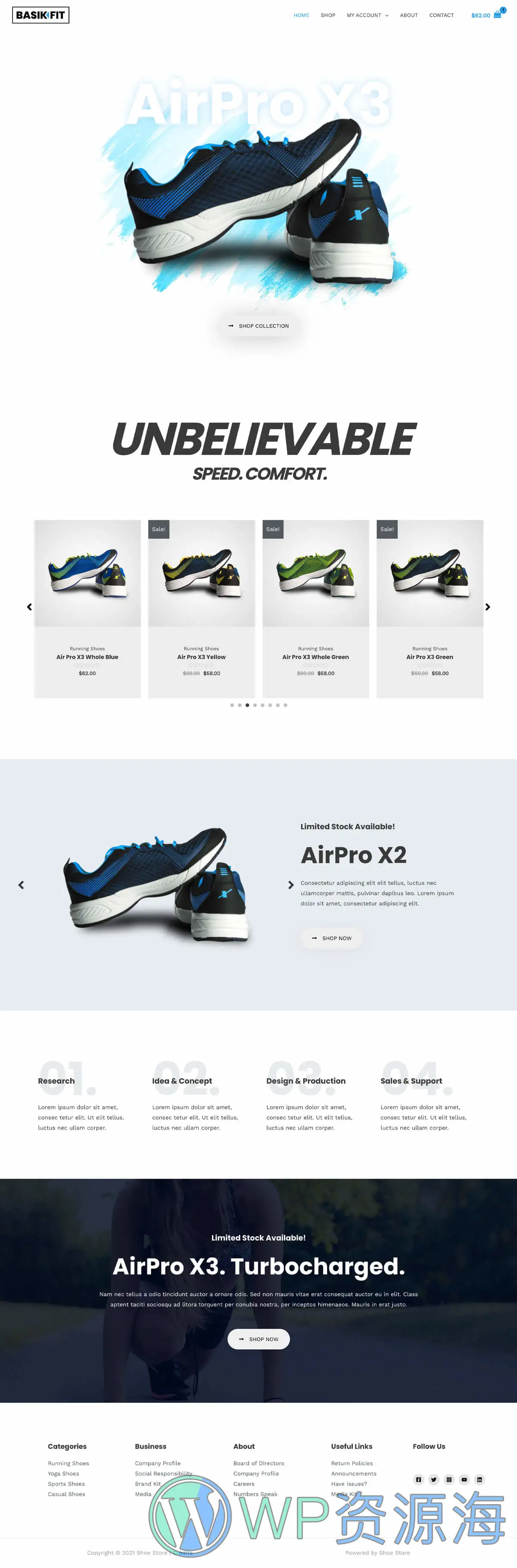 整站模板_品牌鞋子鞋类产品网站成品模板_一键导入式快速建站模板插图-WordPress资源海