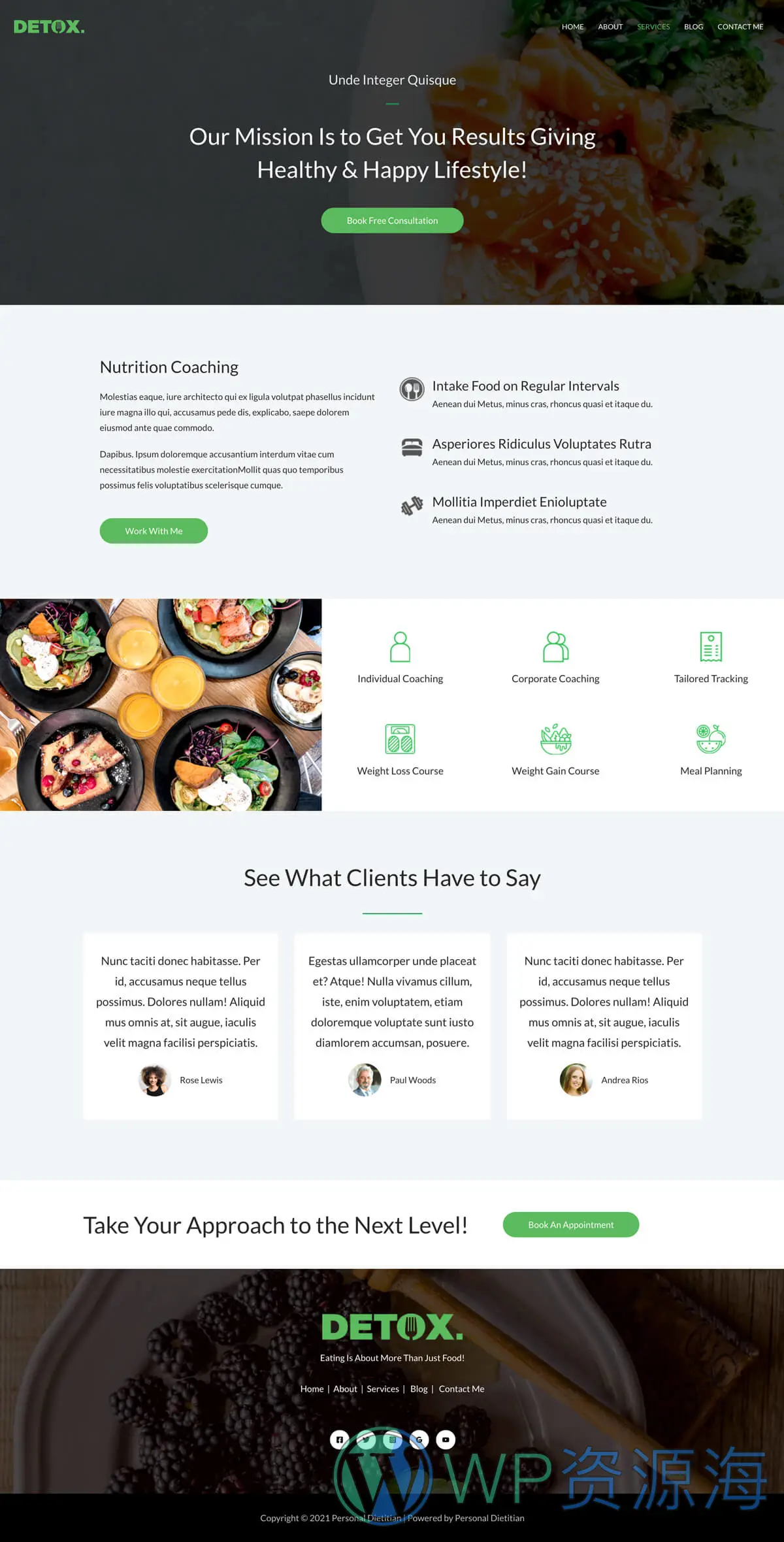 整站模板_营养师营养餐网站成品模板_一键导入式快速建站模板插图4-WordPress资源海