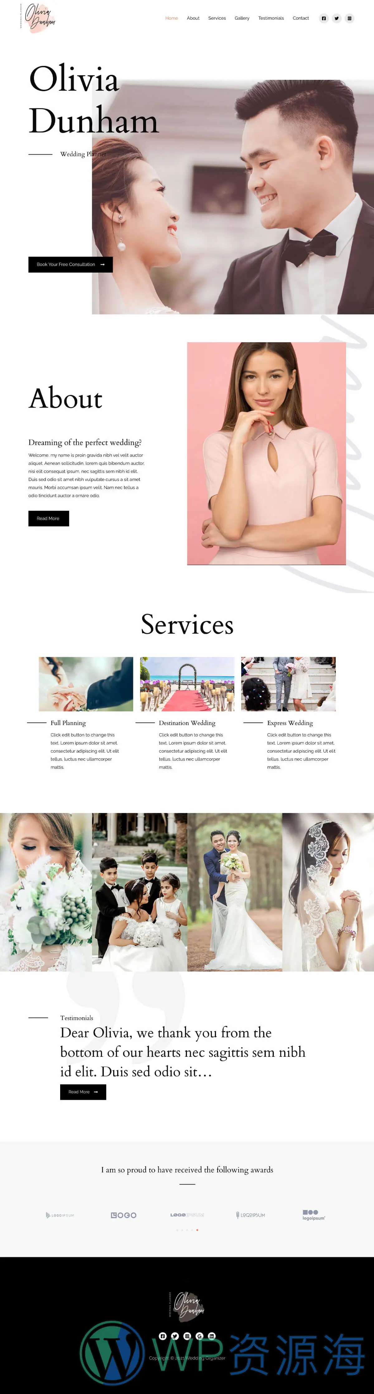整站模板_婚礼策划婚庆公司网站成品模板_一键导入式快速建站模板插图-WP资源海