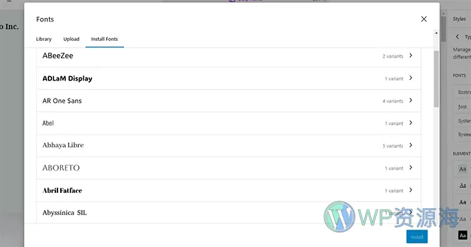 Browse and select Google Fonts