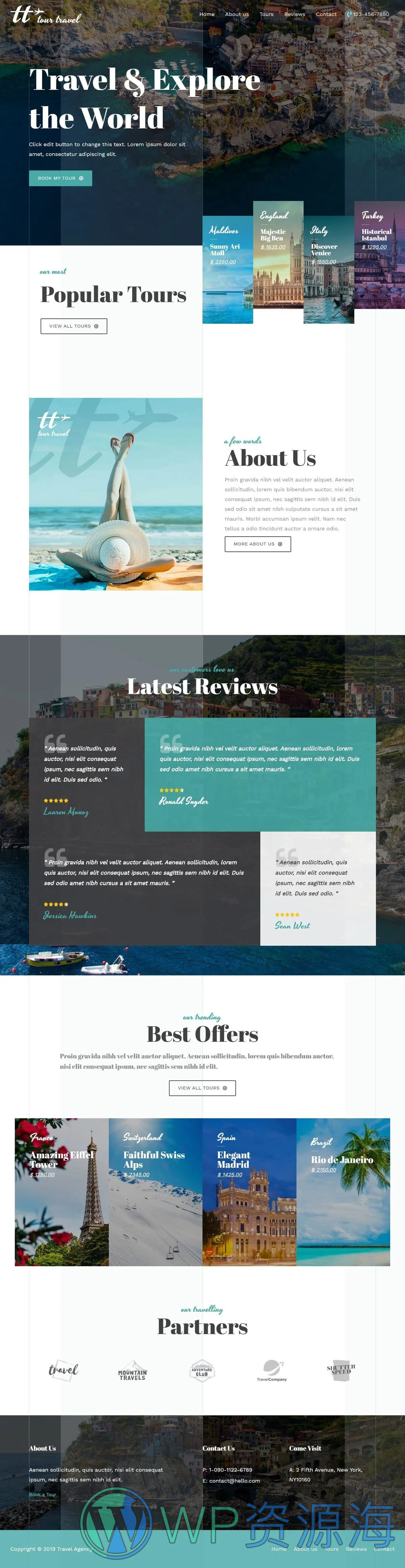 整站模板_旅行社旅游公司网站成品模板_一键导入式快速建站模板插图-WP资源海