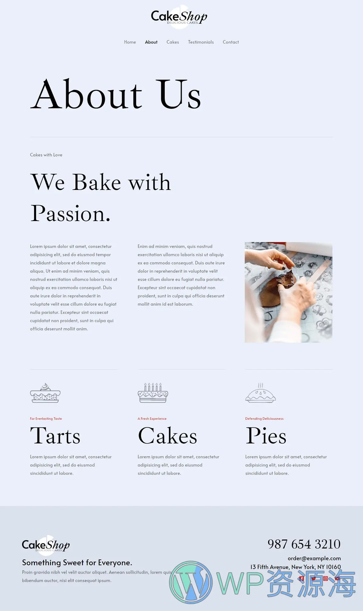 整站模板_面包烘焙生日蛋糕店铺网站成品模板_一键导入式快速建站模板插图1-WordPress资源海