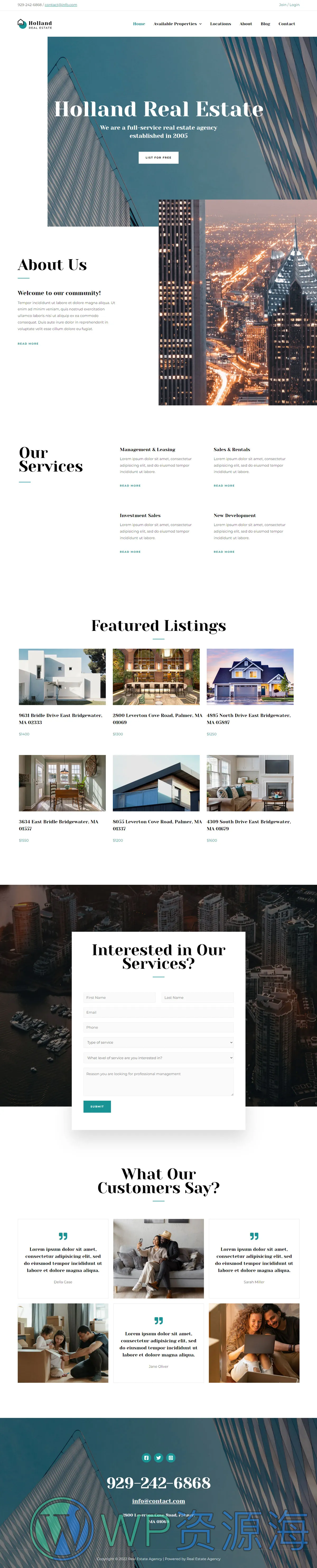 整站模板_房地产房产中介公司网站成品模板_一键导入式快速建站模板插图-WP资源海