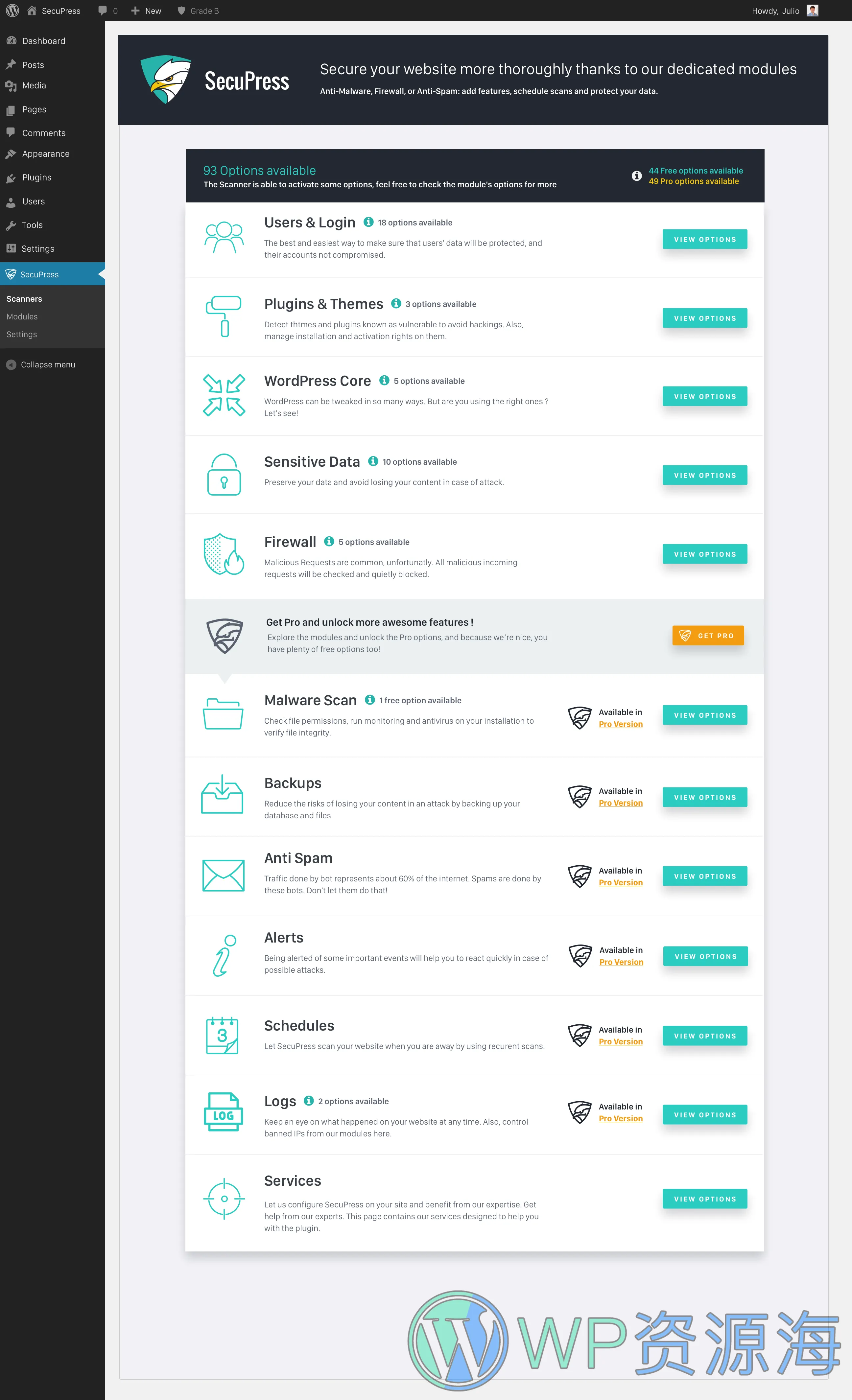 SecuPress Pro-网站安全防护防火墙WordPress插件插图1-WP资源海