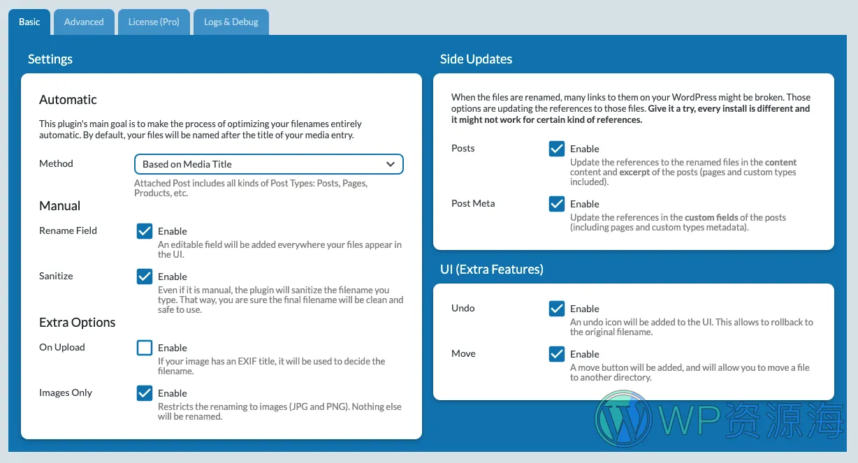 Media File Renamer Pro-图片与媒体库文件批量重命名WordPress插件插图6-WP资源海