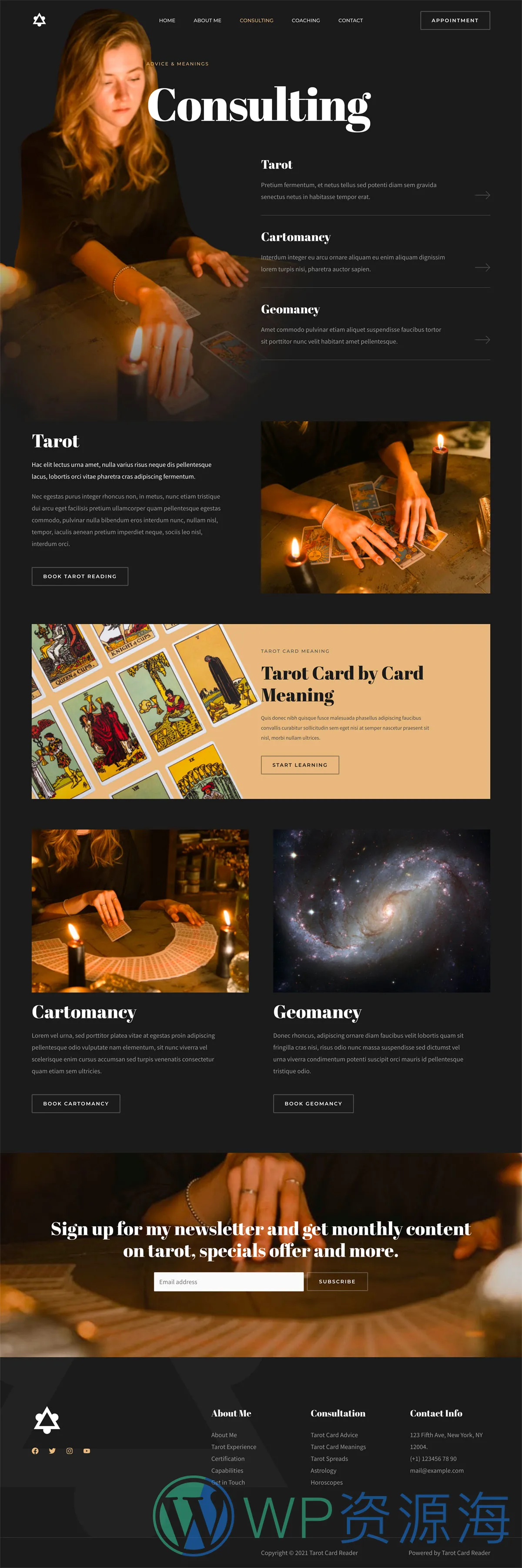 整站模板_塔罗牌占卜占星网站成品模板_一键导入式快速建站模板插图3-WordPress资源海