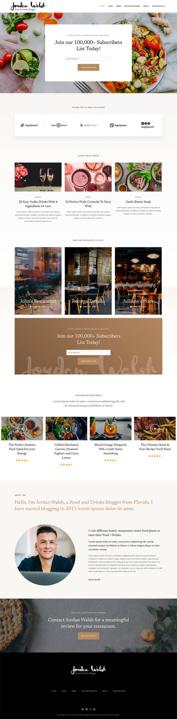 整站模板_食谱饮食美食博客网站成品模板_一键导入式快速建站模板