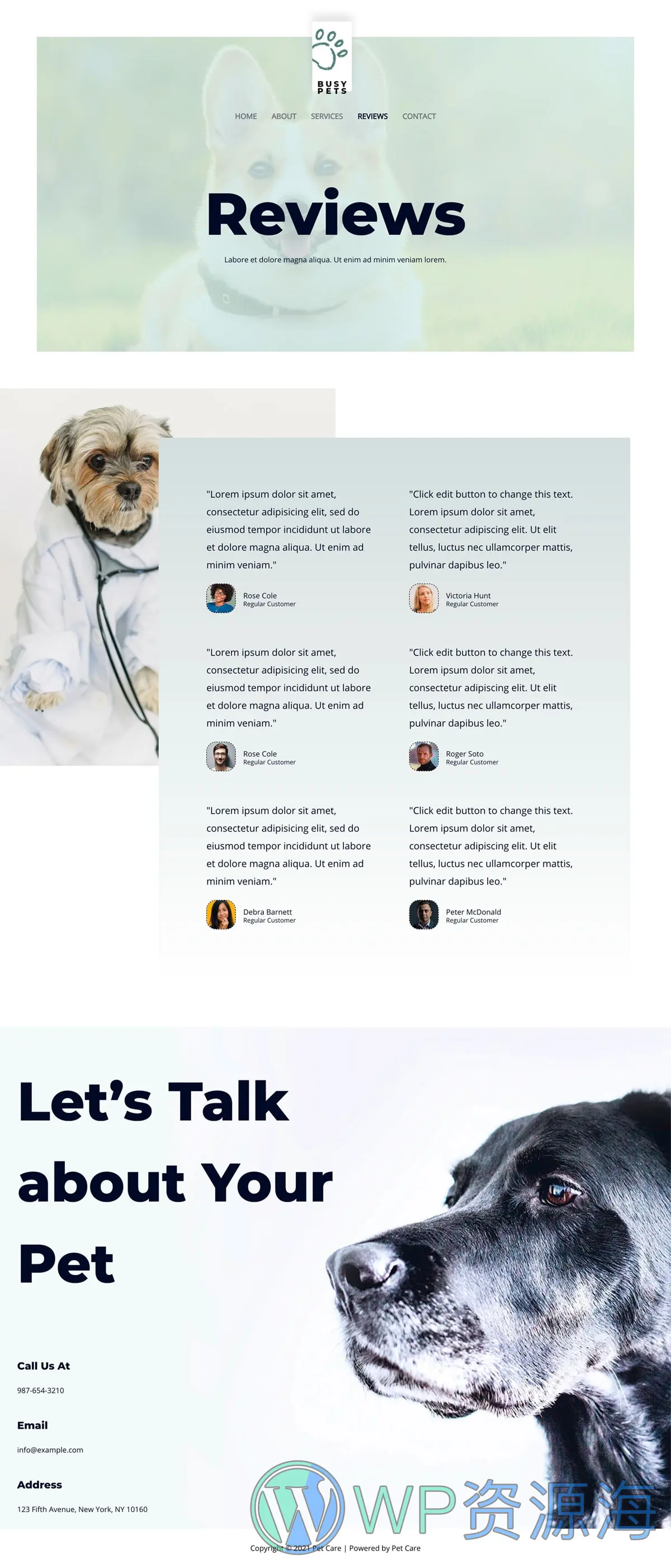 整站模板_宠物护理宠物救助医院网站成品模板_一键导入式快速建站模板插图3-WordPress资源海