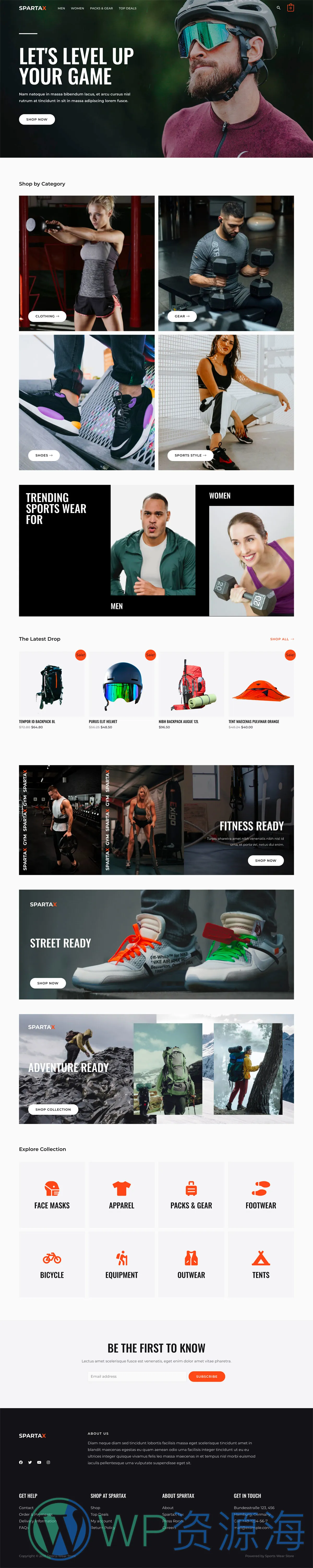 整站模板_体育与户外用品/运动服装商店网站成品模板_一键导入式快速建站模板插图-WP资源海