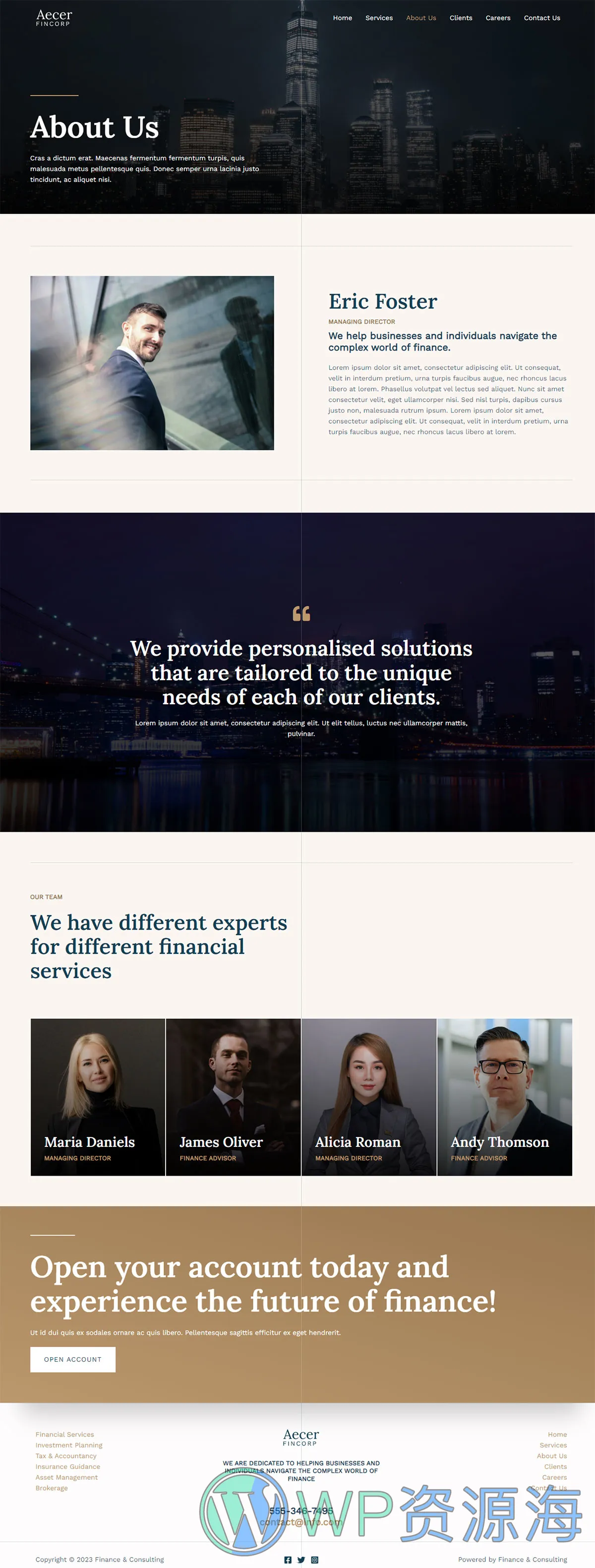 整站模板_金融投资保险财务咨询公司网站成品模板_一键导入式快速建站模板插图-WordPress资源海