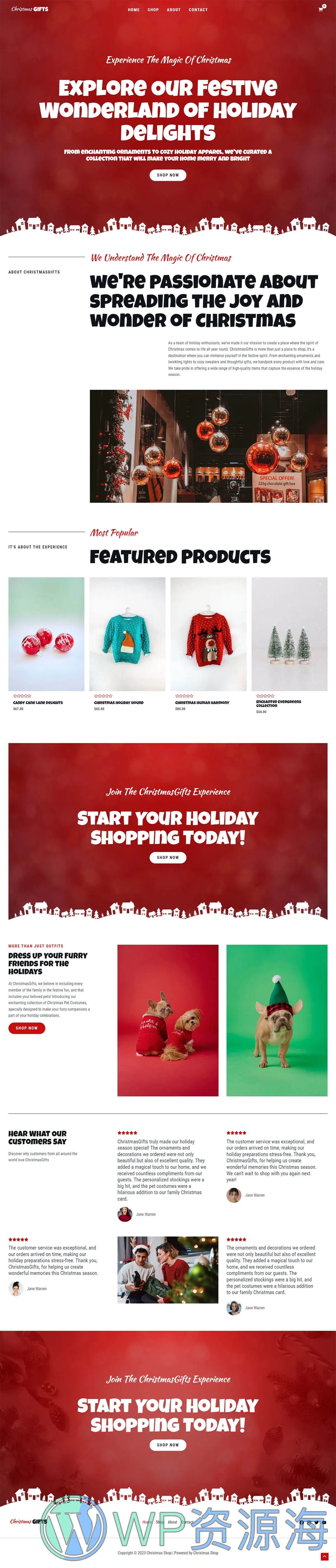 整站模板_圣诞节主题产品商城网站成品模板_一键导入式快速建站模板插图2-WordPress资源海