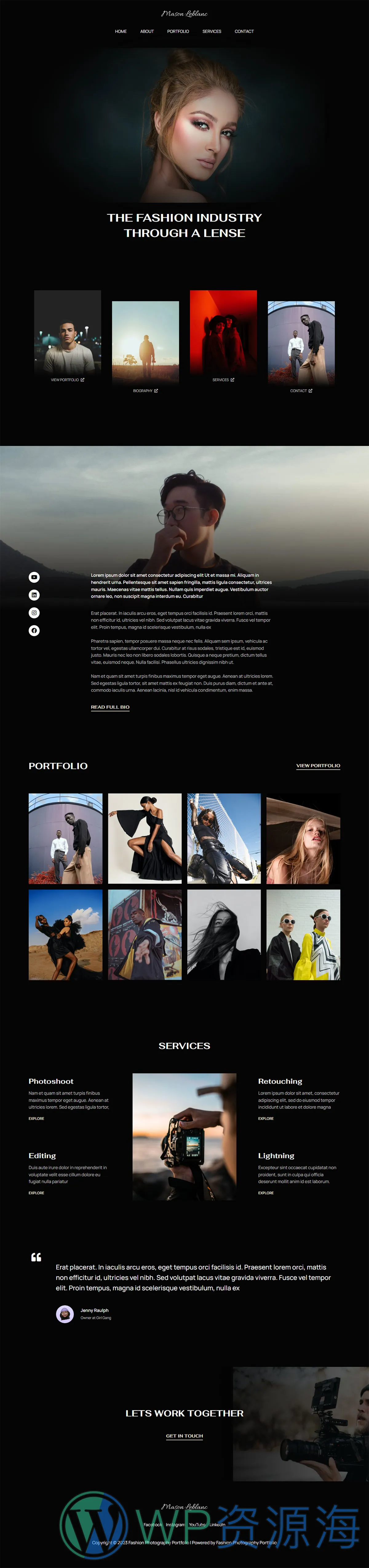 整站模板_高端时尚的个人摄影与艺术作品集网站成品模板_一键导入式快速建站模板插图4-WordPress资源海