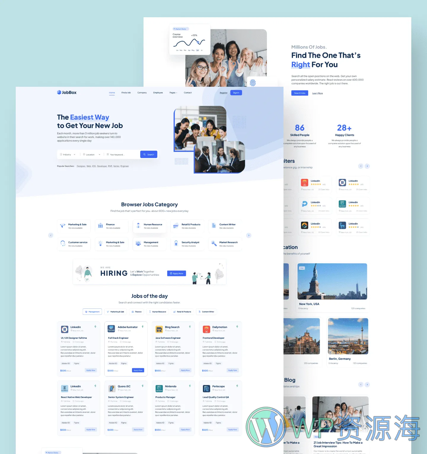 JobBox 招聘求职找工作网站模板WordPress主题插图1-WP资源海