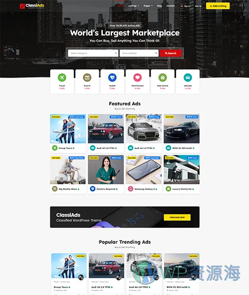 Classiads-广告与信息发布平台网站模板WordPress主题插图2-WordPress资源海
