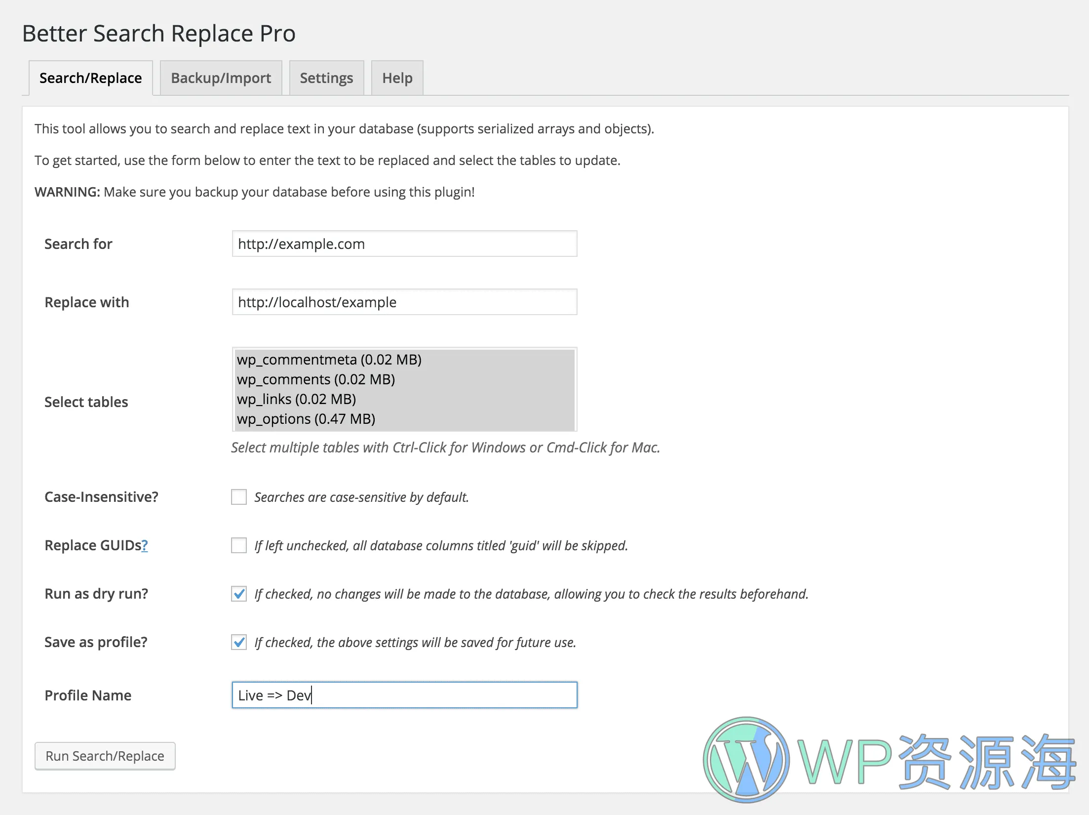 Better Search Replace Pro-超好用的WordPress数据库搜索替换插件插图6-WP资源海