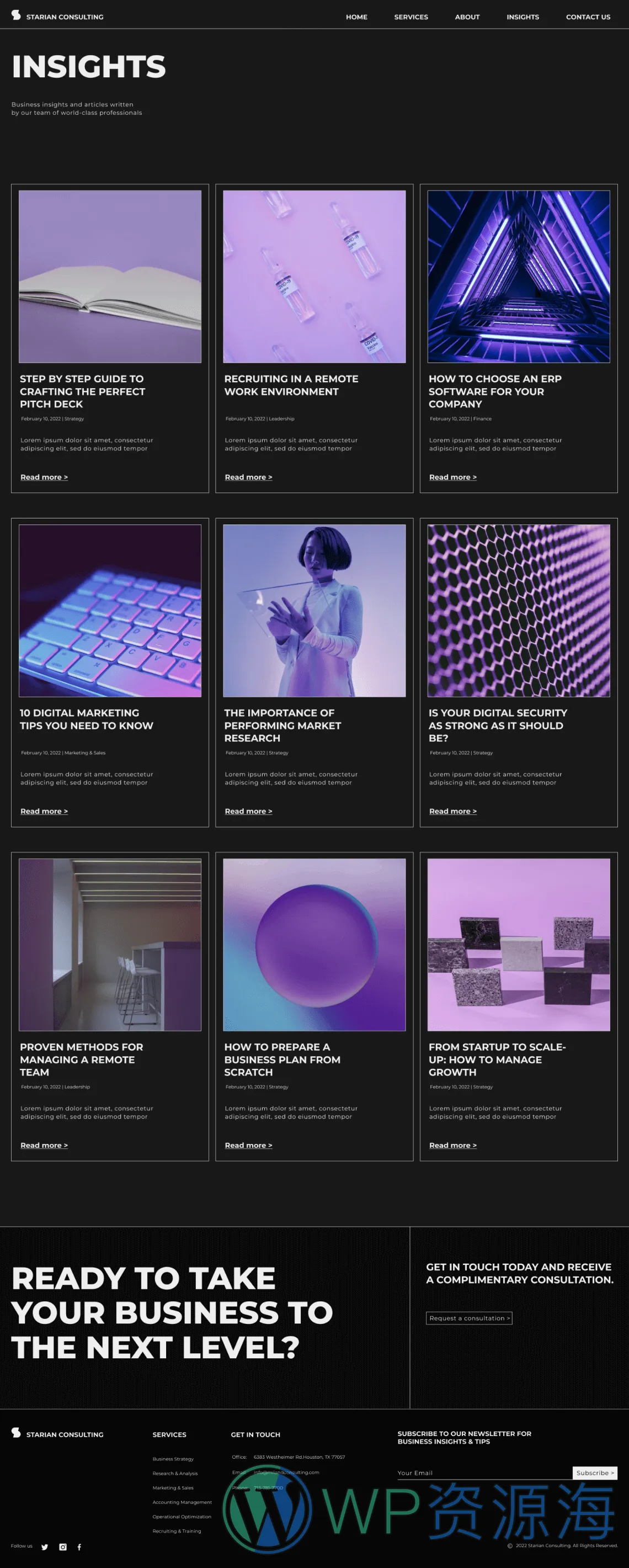 整站模板_商业管理与信息咨询公司网站成品模板_一键导入式快速建站模板插图1-WP资源海
