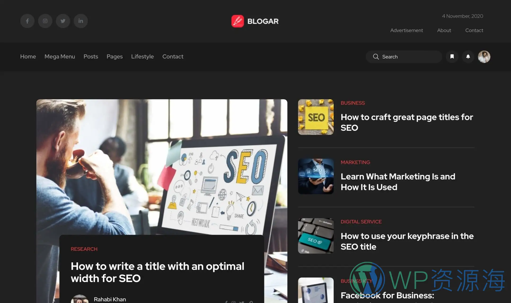 Blogar-现代简约专业的WordPress博客杂志主题插图11-WP资源海