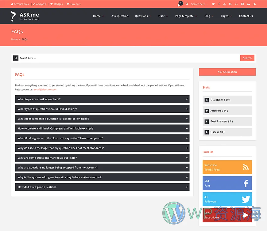 Ask Me-在线问答系统网站模板WordPress主题[更至v7.0.1]插图13-WP资源海