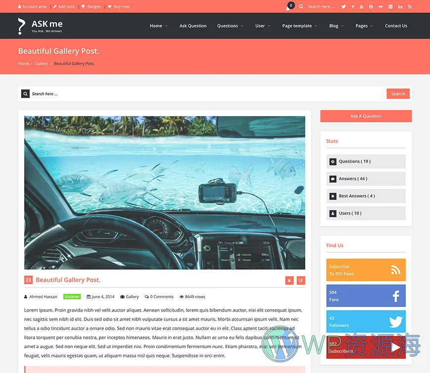 Ask Me-在线问答系统网站模板WordPress主题[更至v6.9.8]插图17-WordPress资源海