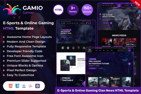 Gamio-2024最新炫酷风游戏电竞网站HTML模板