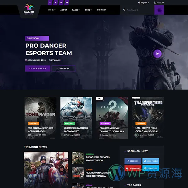 Gamio-2024最新炫酷风游戏电竞网站HTML模板插图2-WP资源海