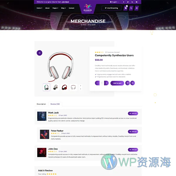 Gamio-2024最新炫酷风游戏电竞网站HTML模板插图11-WP资源海