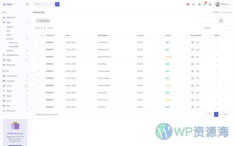 Minia-Bootstrap 5 网站后台管理仪表盘HTML模板[更至v2.3]插图14-WordPress资源海