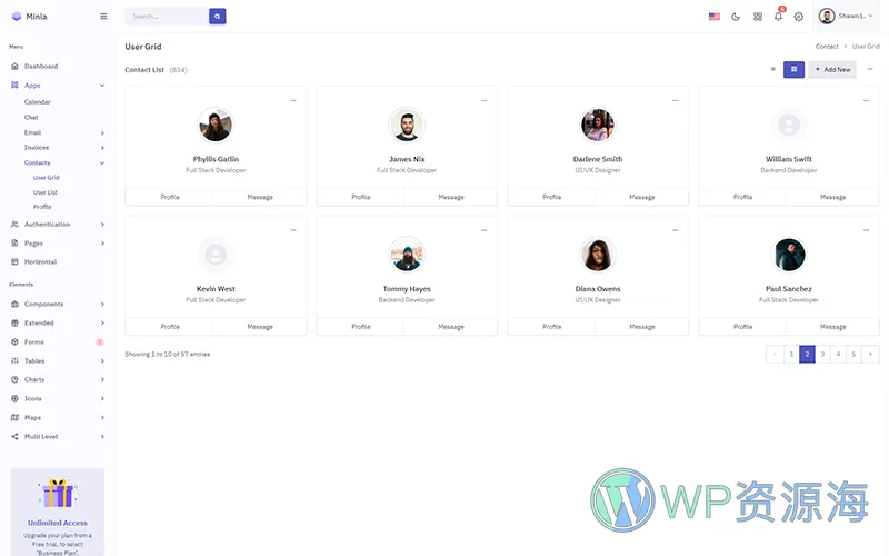 Minia-Bootstrap 5 网站后台管理仪表盘HTML模板[更至v2.3]插图12-WP资源海