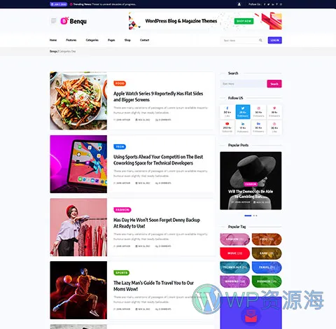 Benqu-新闻杂志博客网站模板WordPress主题[更至v1.1.4]插图10-WP资源海