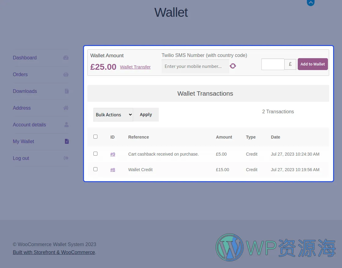 WooCommerce Wallet System-商城用户钱包系统WordPress插件[更至v3.6.2]插图3-WordPress资源海