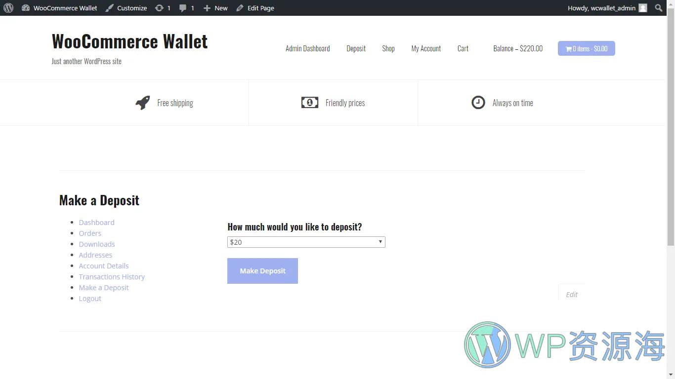 WooCommerce Wallet-Woo商城用户钱包管理系统WordPress插件[更至v3.1.0]插图9-WP资源海