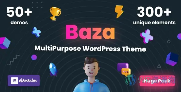 Baza-漂亮多用途3D插画风WordPress主题插图-WP资源海 Baza-漂亮多用途3D插画风WordPress主题插图-WP资源海