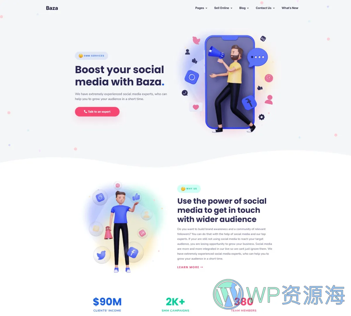 Baza-漂亮多用途3D插画风WordPress主题插图3-WP资源海 Baza-漂亮多用途3D插画风WordPress主题插图3-WP资源海