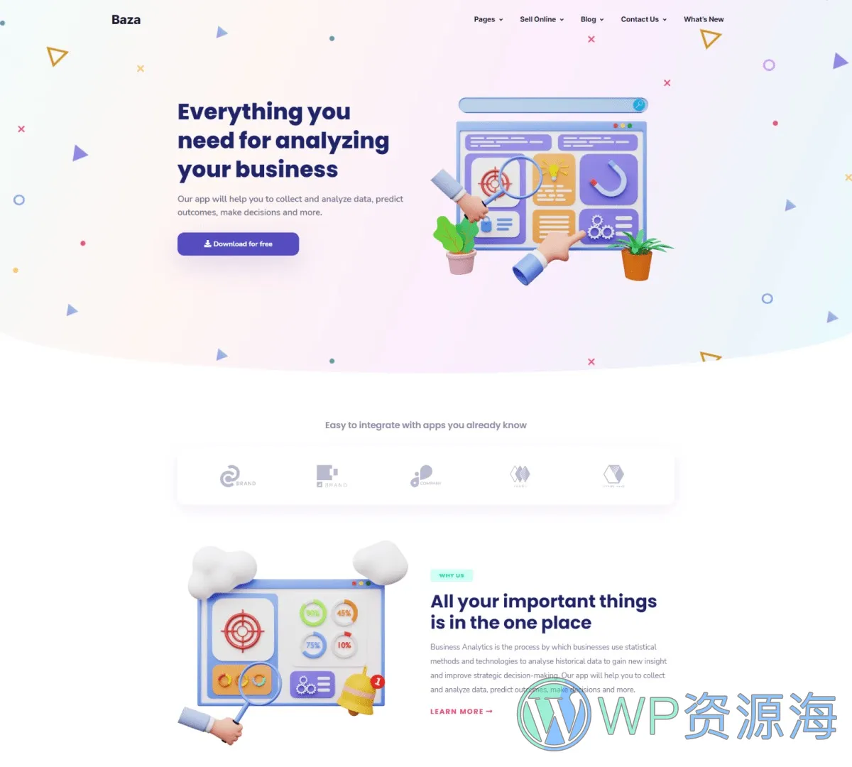 Baza-漂亮多用途3D插画风WordPress主题插图2-WP资源海 Baza-漂亮多用途3D插画风WordPress主题插图2-WP资源海