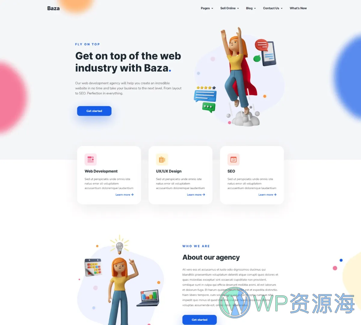 Baza-漂亮多用途3D插画风WordPress主题插图1-WP资源海 Baza-漂亮多用途3D插画风WordPress主题插图1-WP资源海